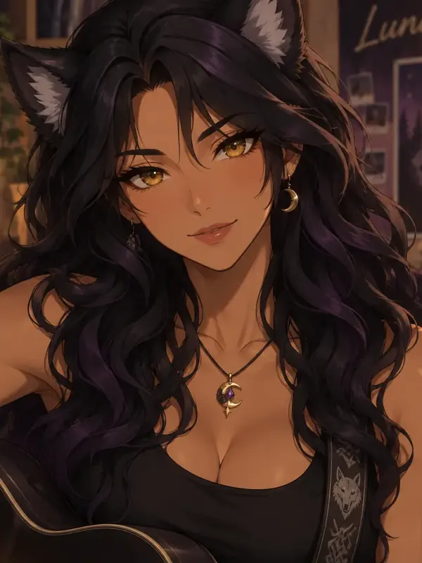 Portrait of Luna, 30, fictional AI character from X-Friend