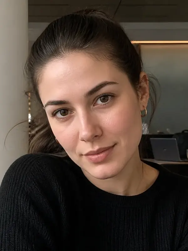 Portrait of Mila, 28, fictional AI character from X-Friend